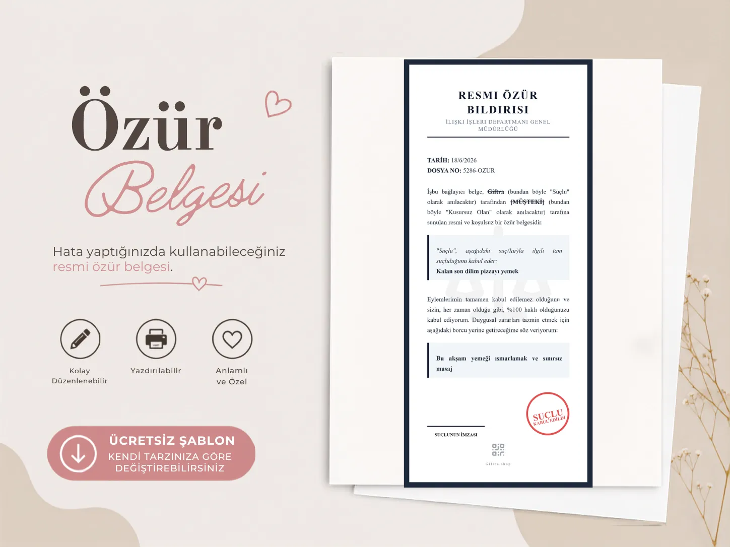 Resmi Özür Belgesi